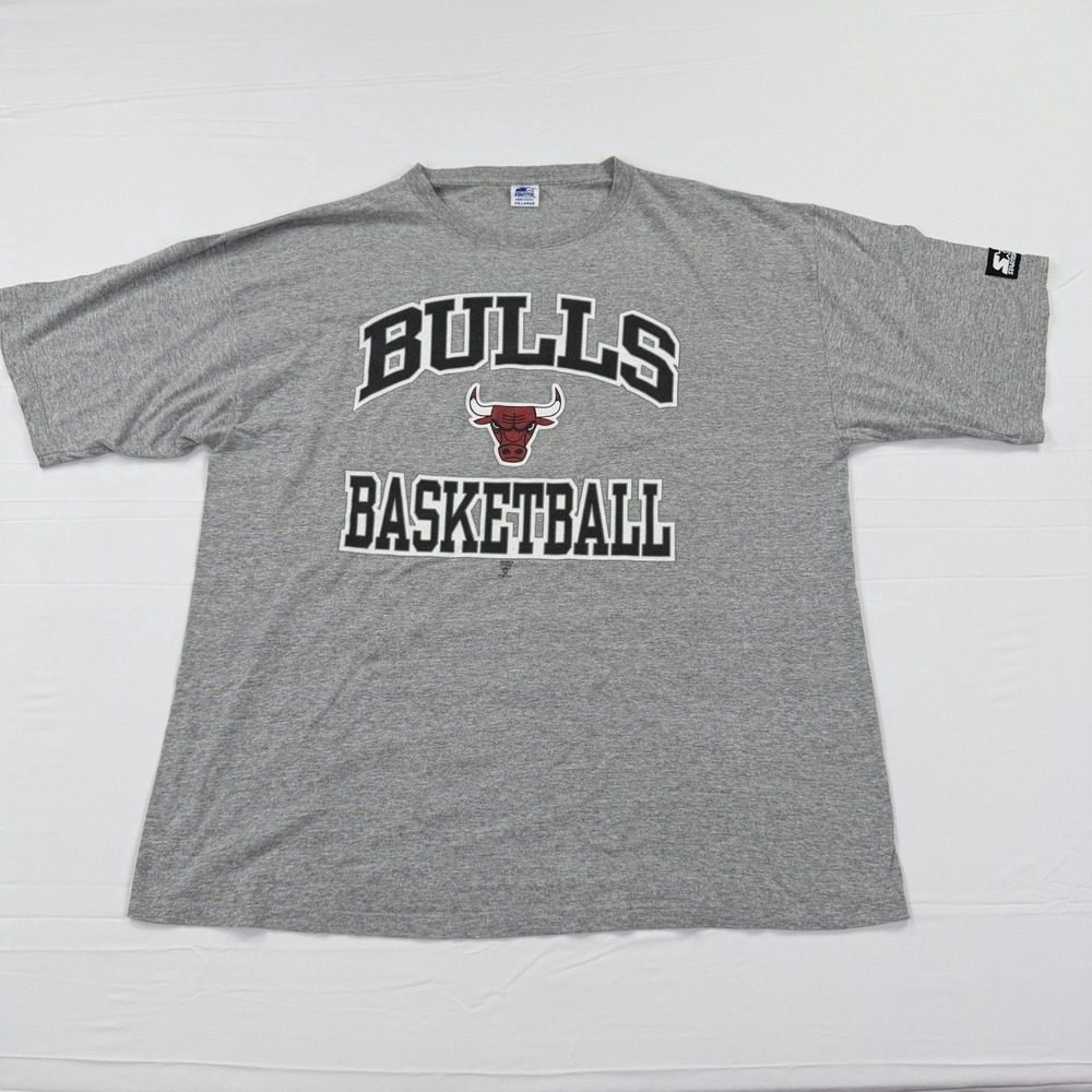Vintage 90s Chicago Bulls Starter T-Shirt Gray Mens XX-LARGE NBA USA